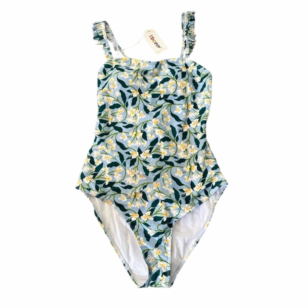 Knotted Ruffle One-Piece Swimsuit With Sarong - Size Large - Just Tried On